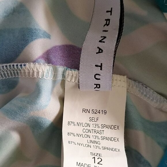 Trina Turk Tankini Swimsuit Top Multi Color Halter Size 12 - Picture 4 of 4